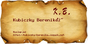 Kubiczky Bereniké névjegykártya